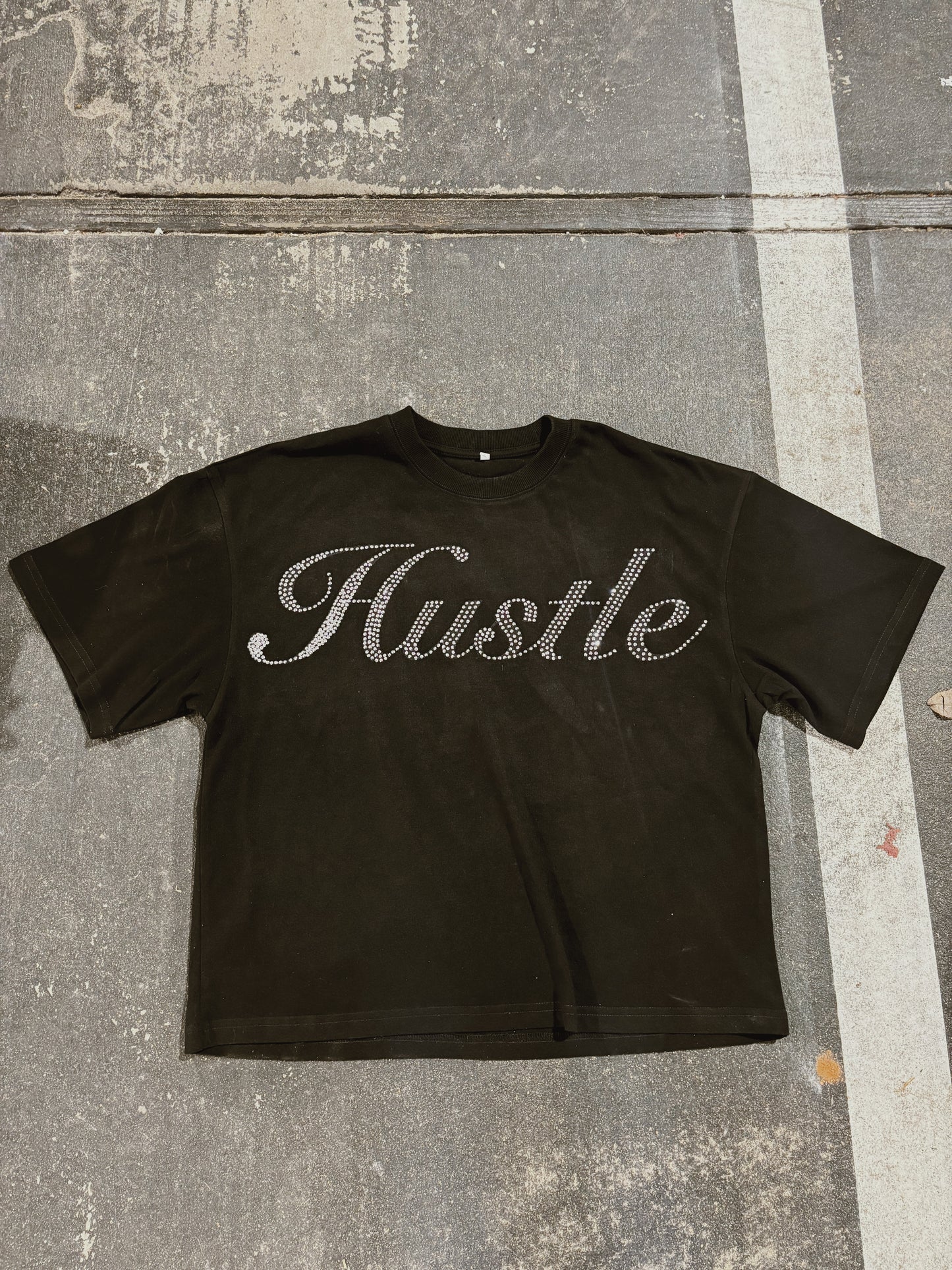 Black oversize Rhinestone tee