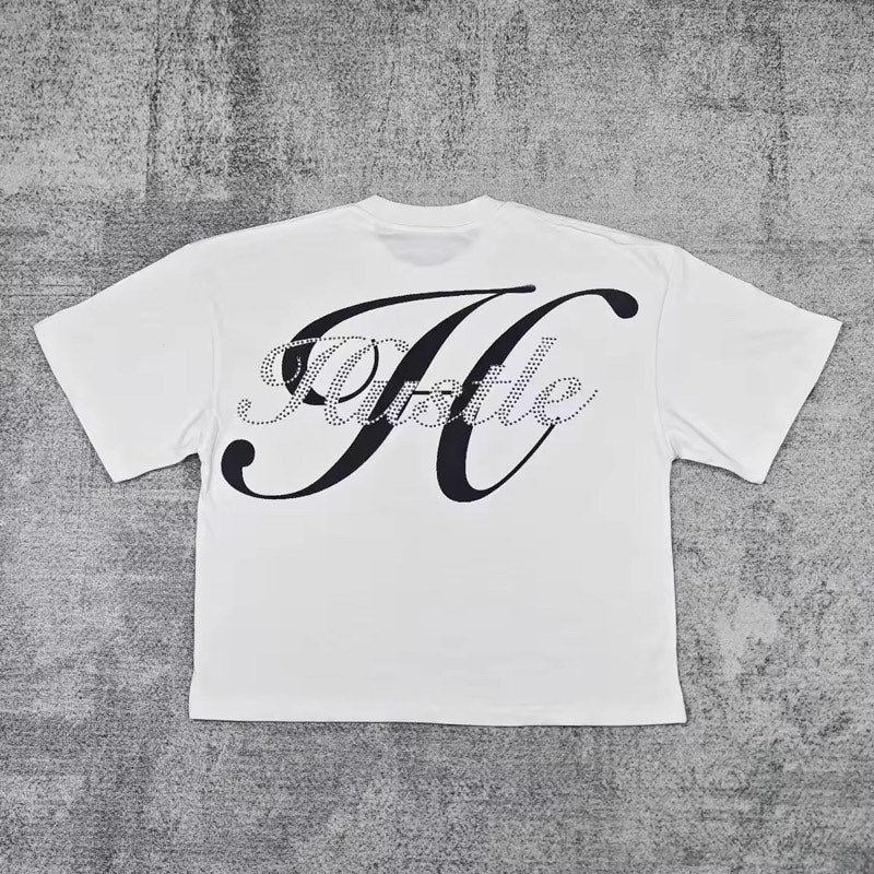 White oversize Rhinestone tee