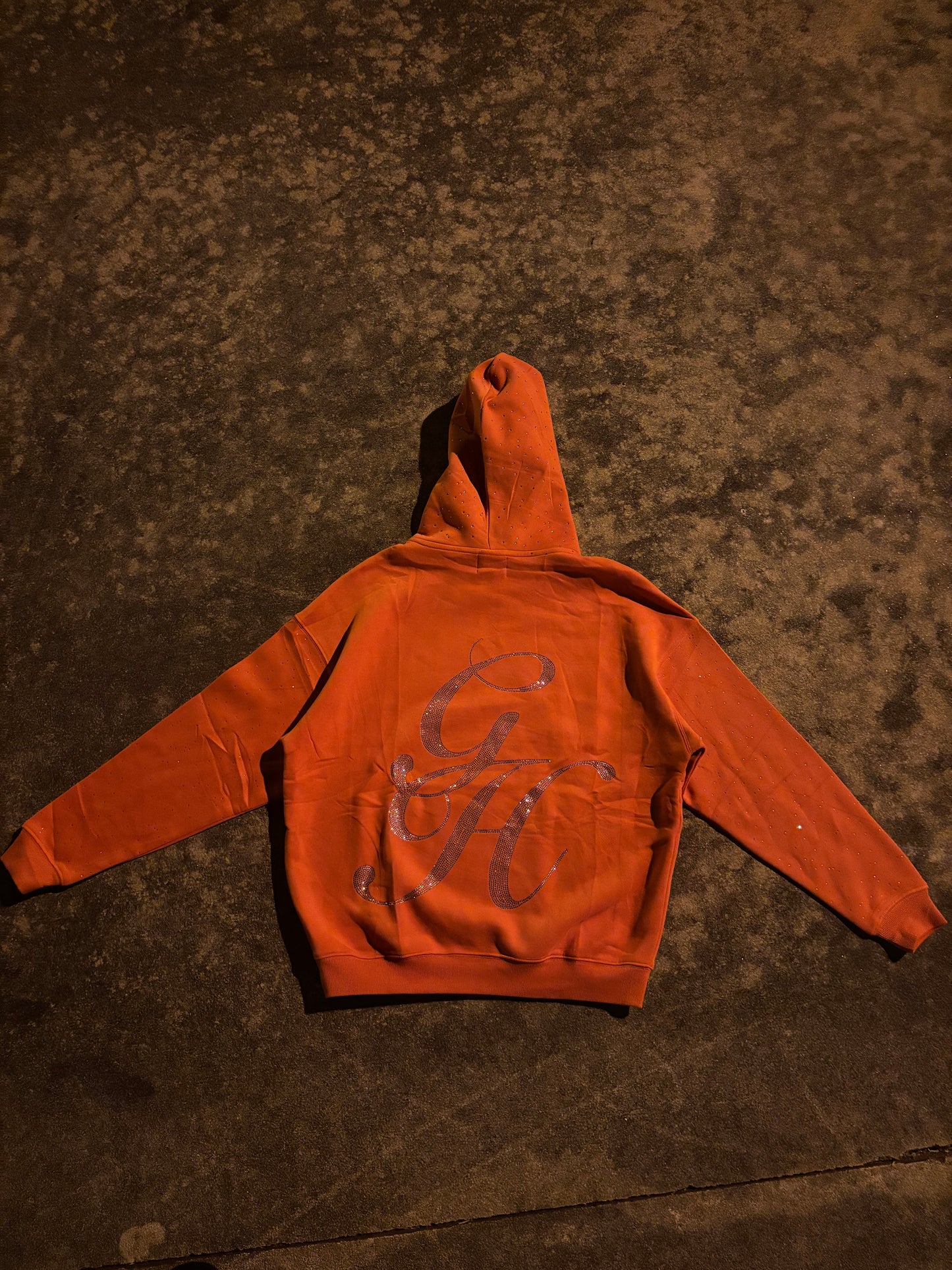 Orange Heavyweight Rhinestone Hoodie