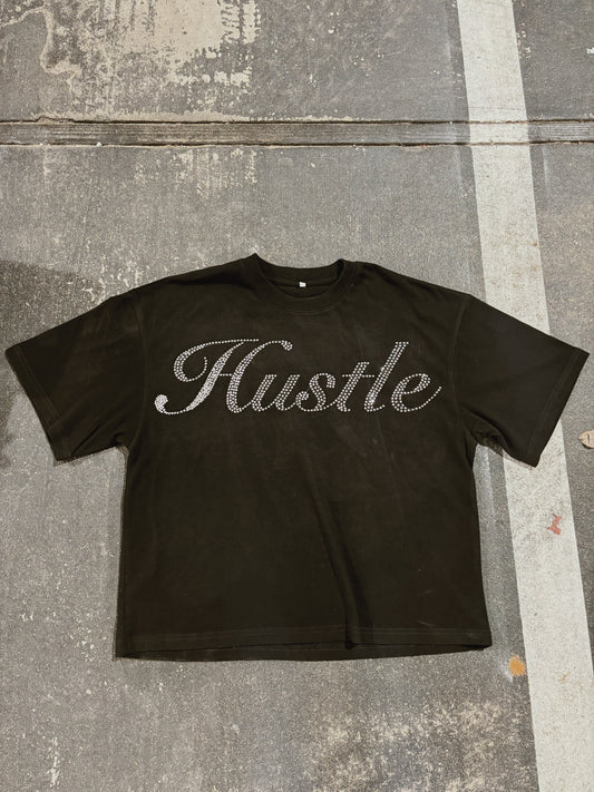 Black oversize Rhinestone tee