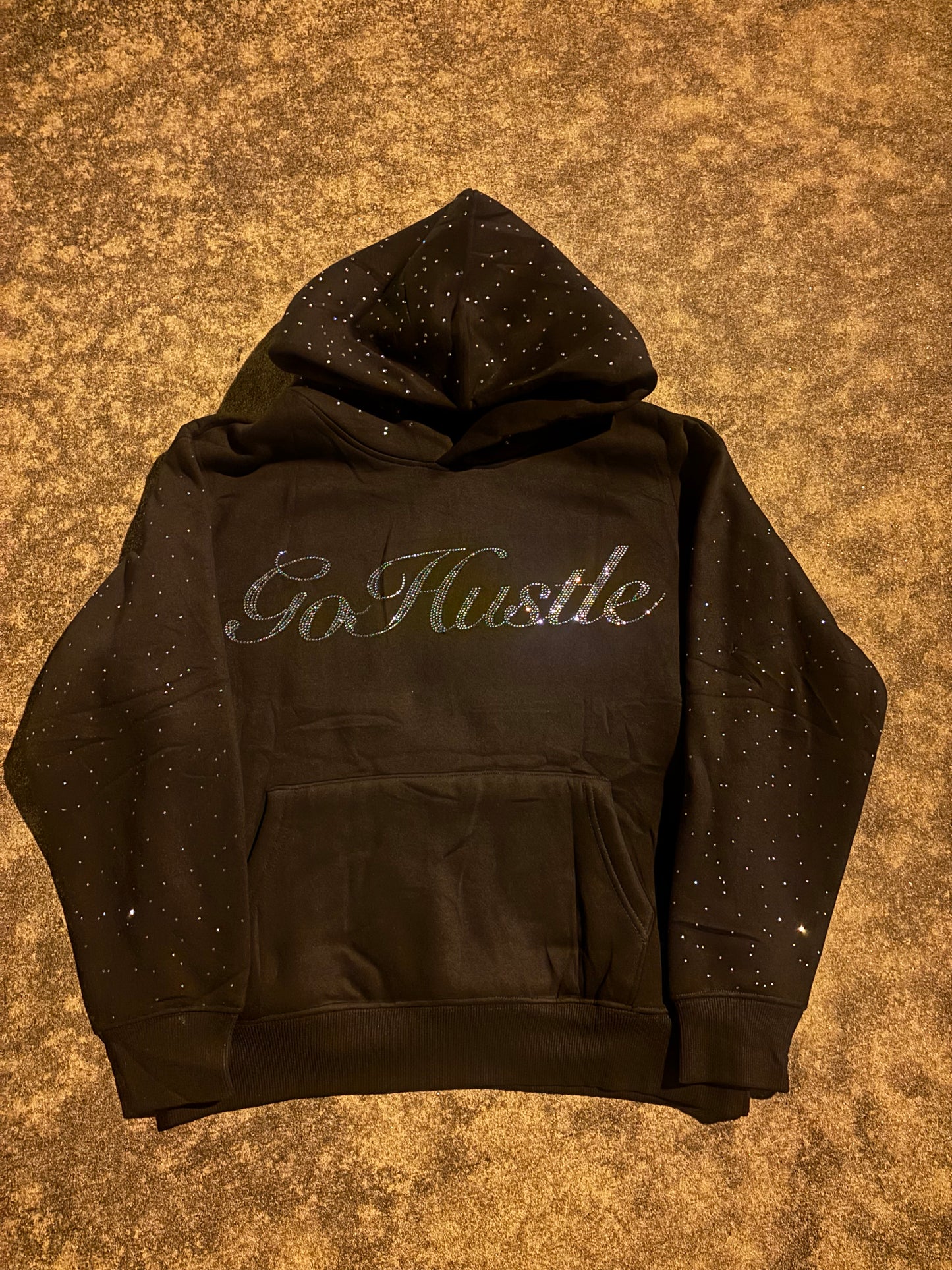 Black Heavyweight Rhinestone Hoodie