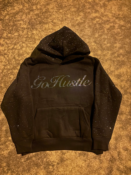 Black Heavyweight Rhinestone Hoodie