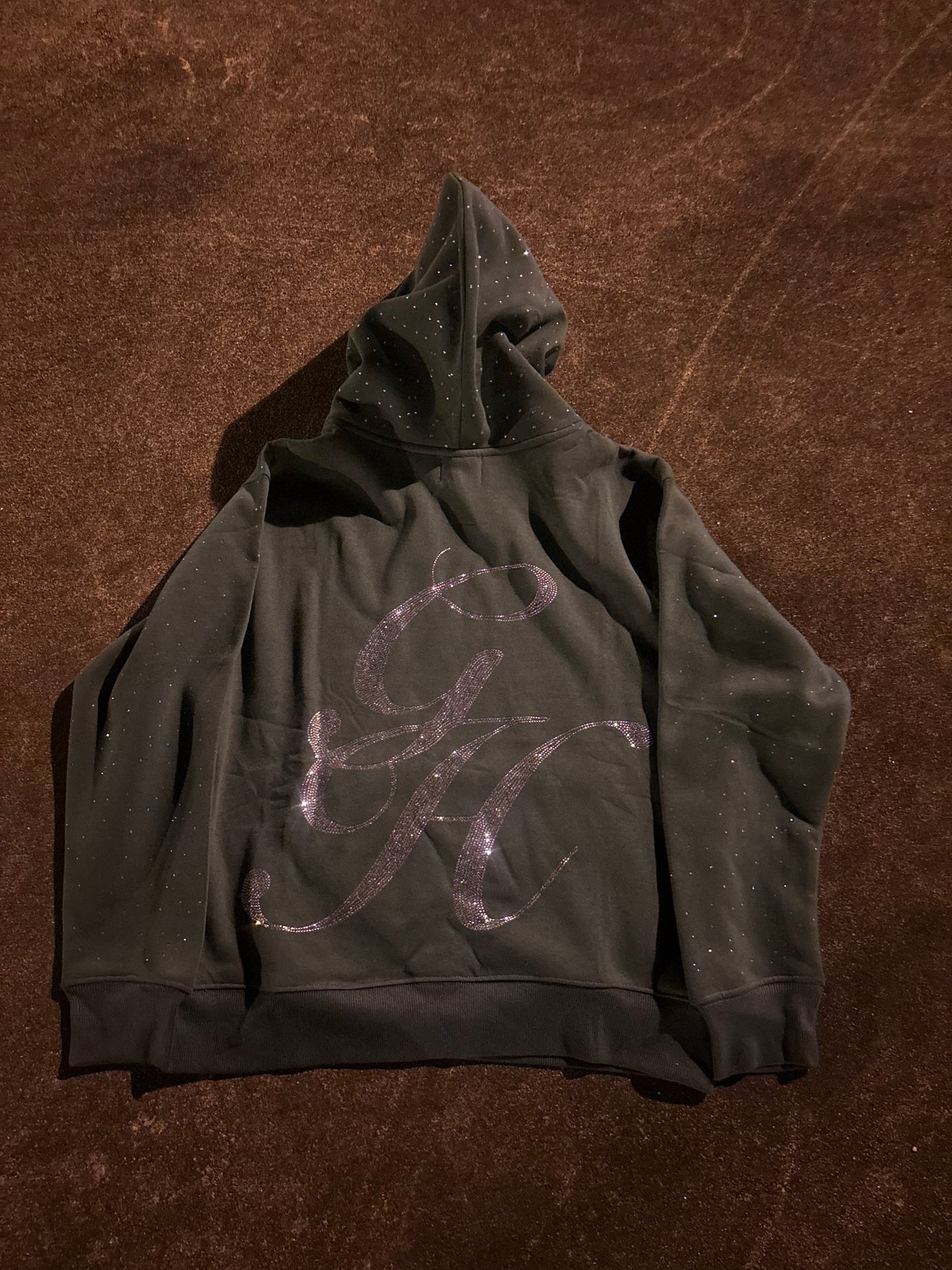 Green Heavyweight Rhinestone Hoodie