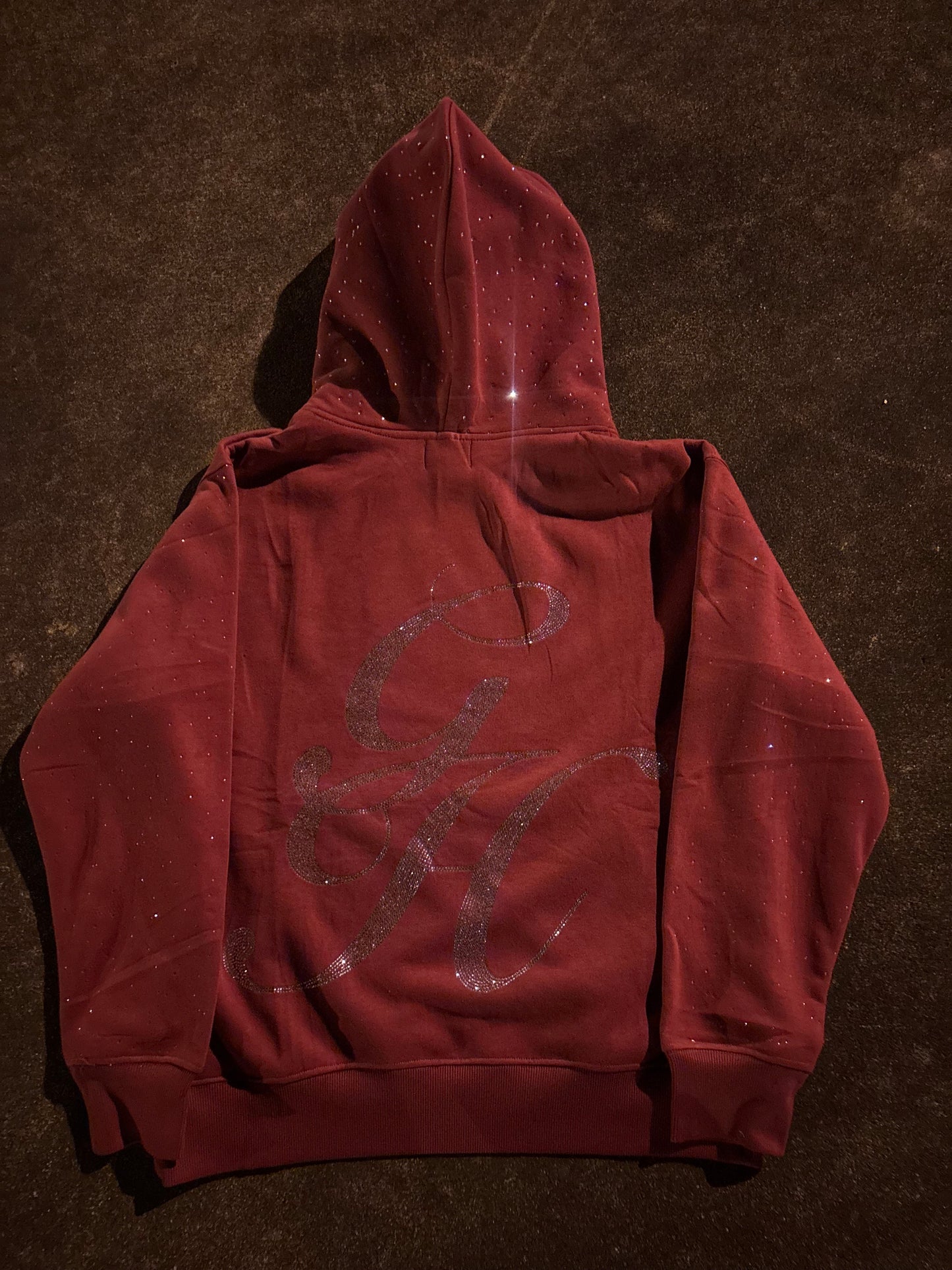 Red Heavyweight Rhinestone Hoodie