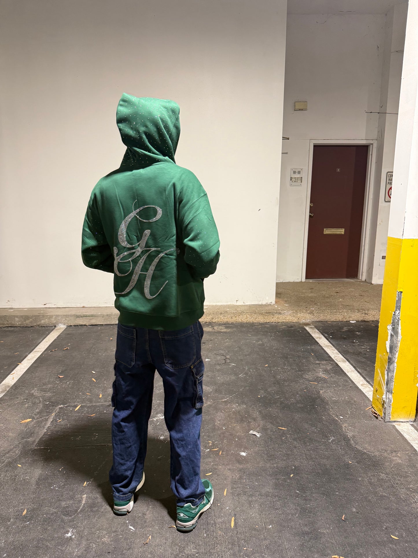 Green Heavyweight Rhinestone Hoodie