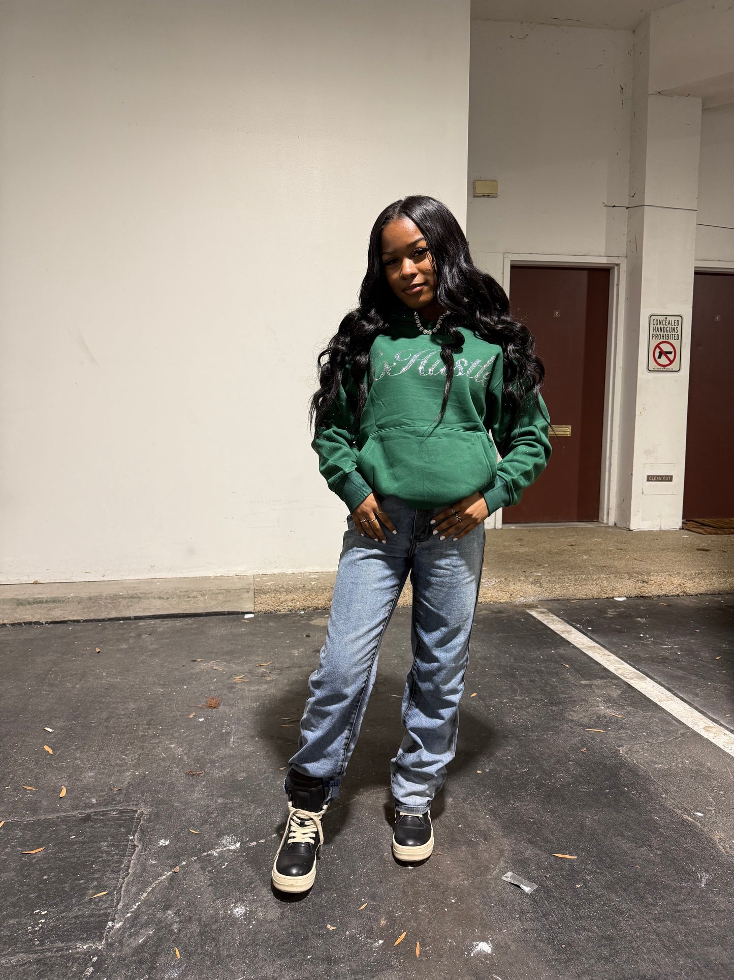 Green Heavyweight Rhinestone Hoodie