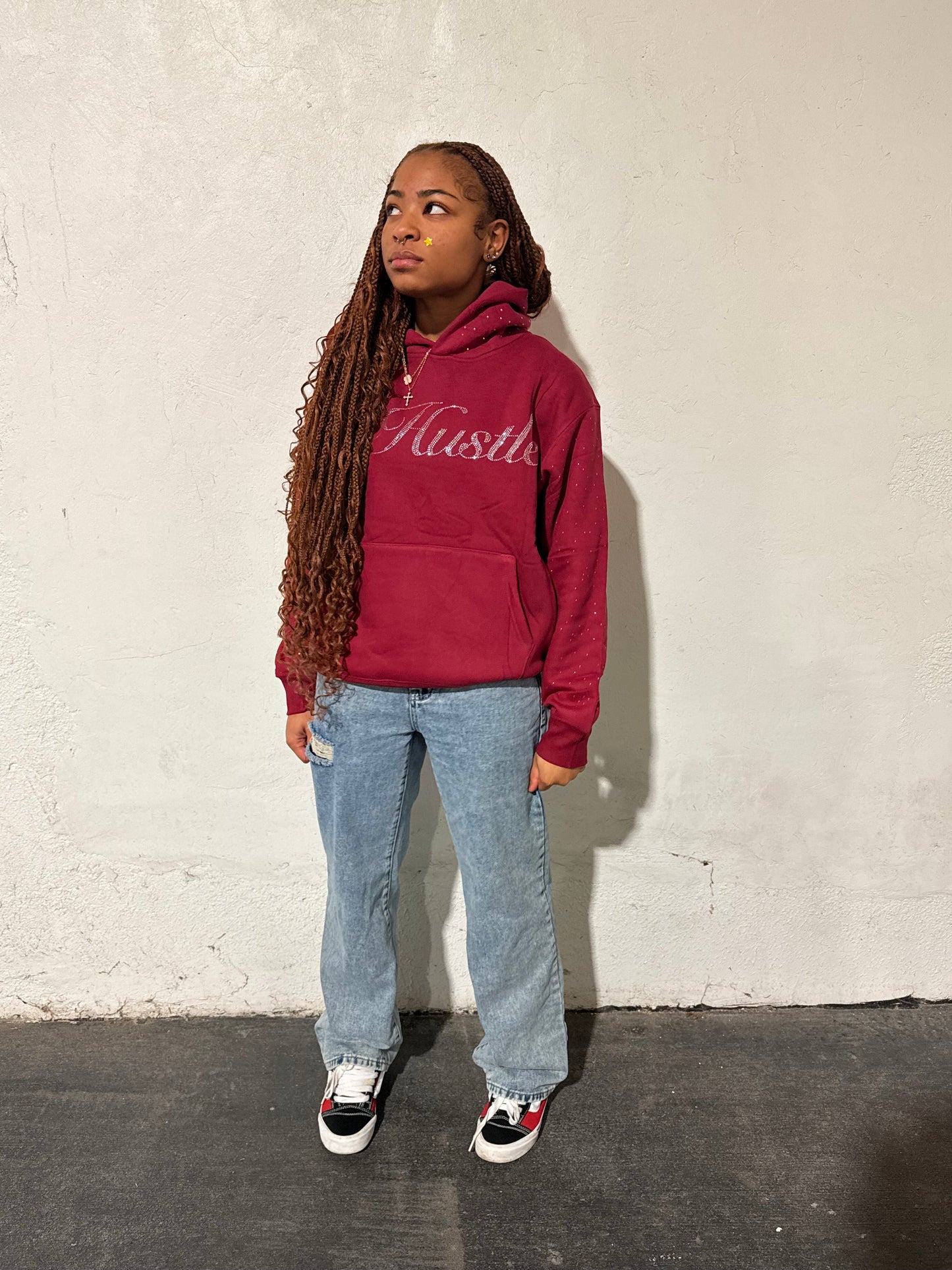 Red Heavyweight Rhinestone Hoodie