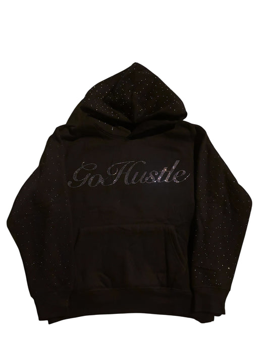 Black Heavyweight Rhinestone Hoodie