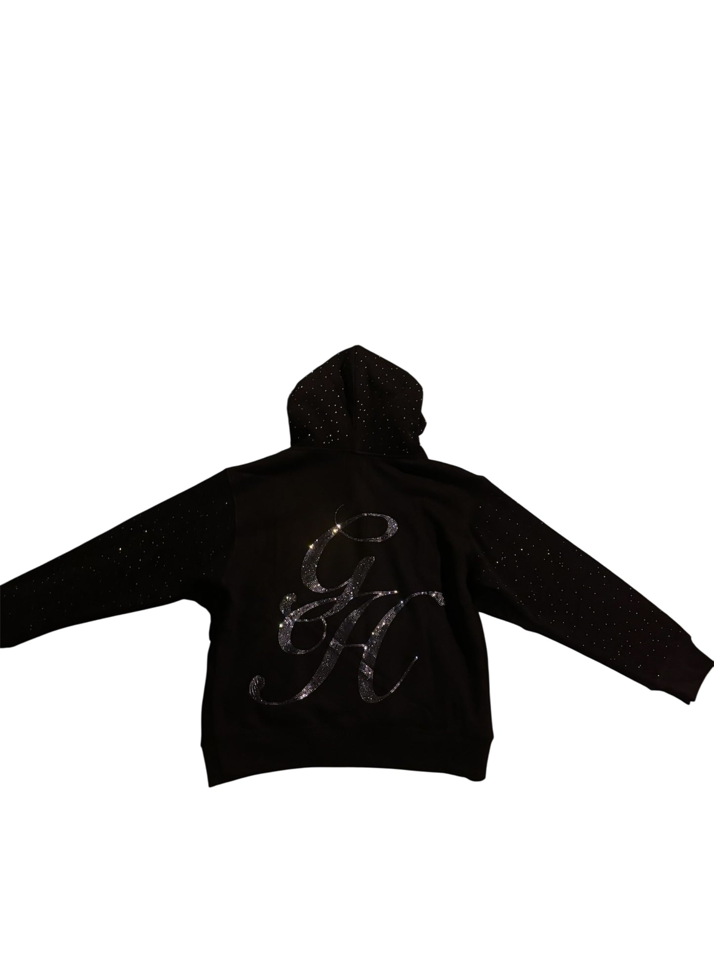 Black Heavyweight Rhinestone Hoodie